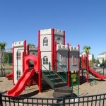 Playground equipment provides hours of fun for the little ones